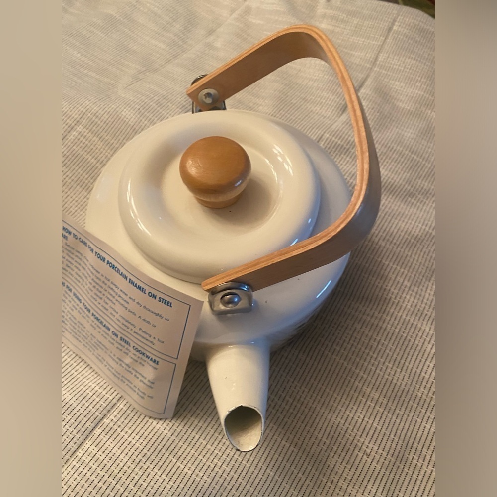 Royal Limited Holly Holiday-Holly w/ Gold Rim- Metal Tea Kettle with Wood Handle